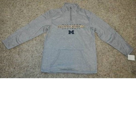 Mens Michigan Wolverines Gray Small NCAA 1/4 Zip Pullover Long Sleeve Sweatshirt - Picture 2 of 6